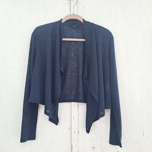 G By Giuliana Navy Blue Open Knit‎ Waterfall Cascade Cardigan Cropped Small - Picture 1 of 4